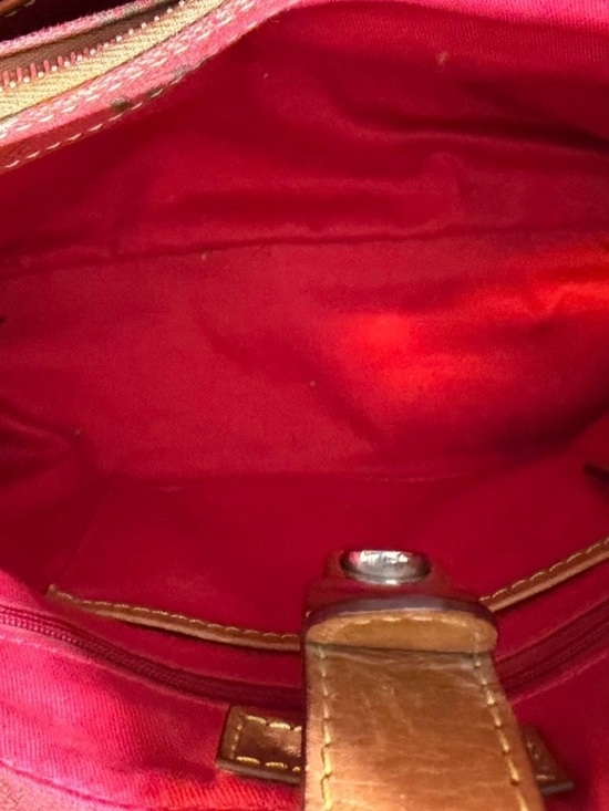 Dooney & Bourke Red Satchel with Brown Leather Trim - Picture 10 of 11